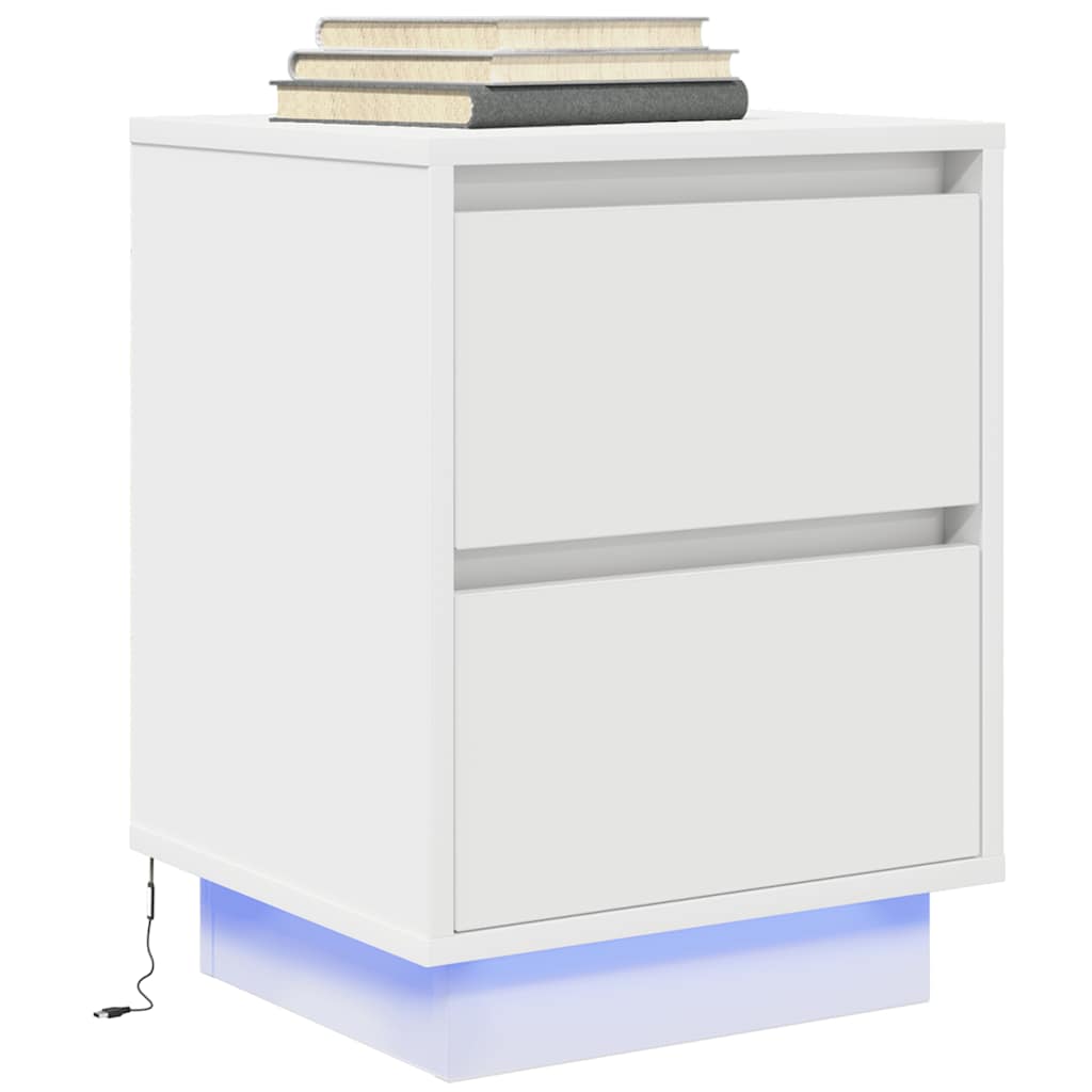 Nattskap Med Led-Lys 2 Stk Hvit 38X34X50 Cm