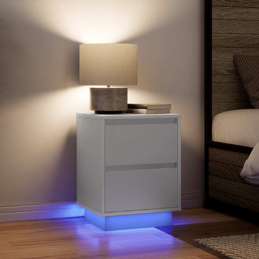 Nattskap Med Led-Lys 2 Stk Hvit 38X34X50 Cm
