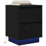 Nattskap Med Led-Lys 2 Stk Svart 38X34X50 Cm
