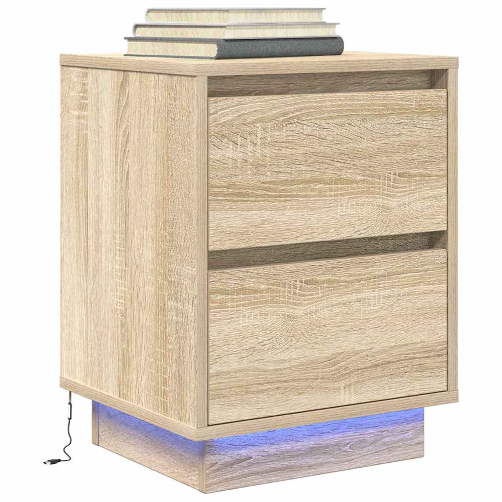Nattbord Med Led Sonoma Eik 38X34X50 Cm
