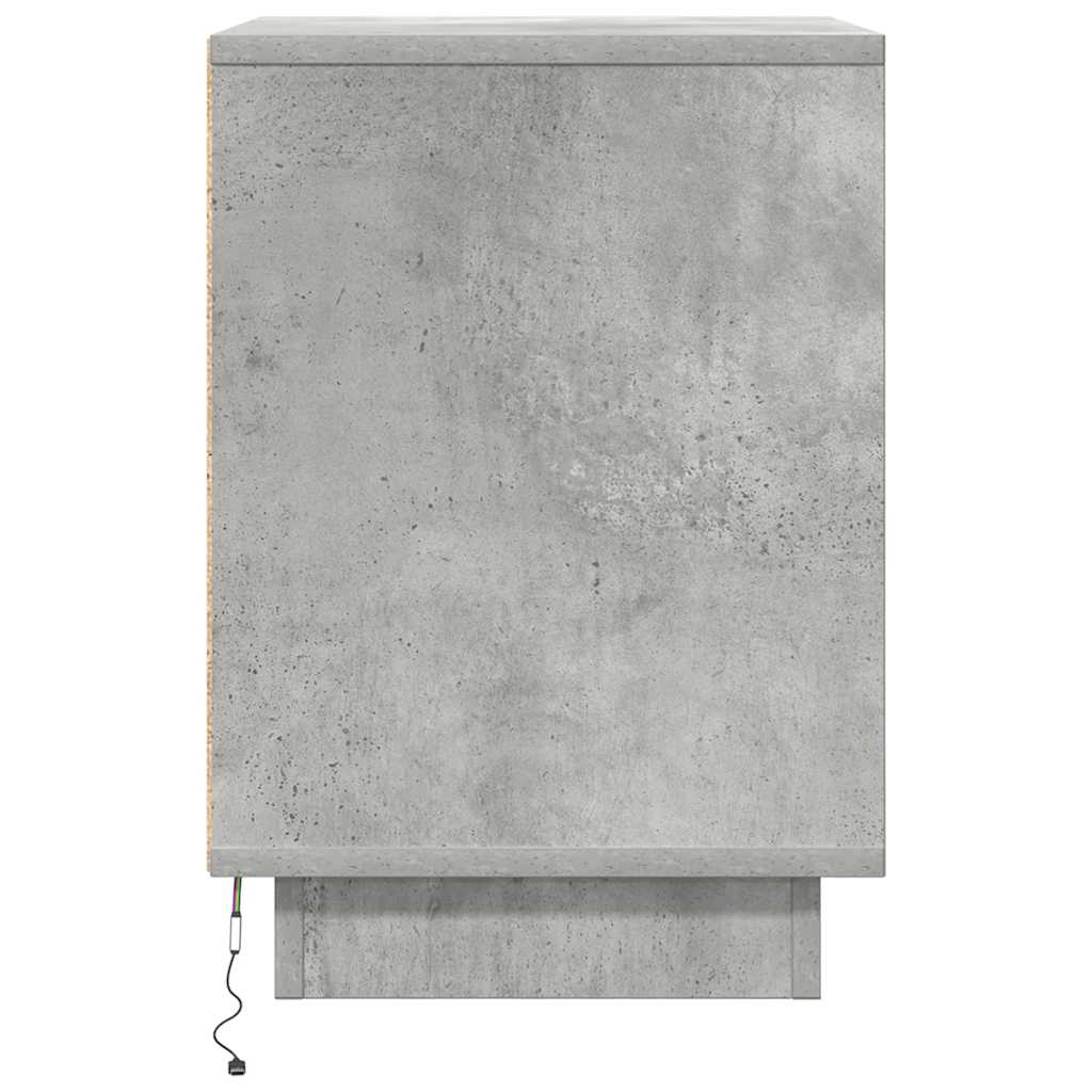 Nattbord Med Led Betonggrå 38X34X50 Cm