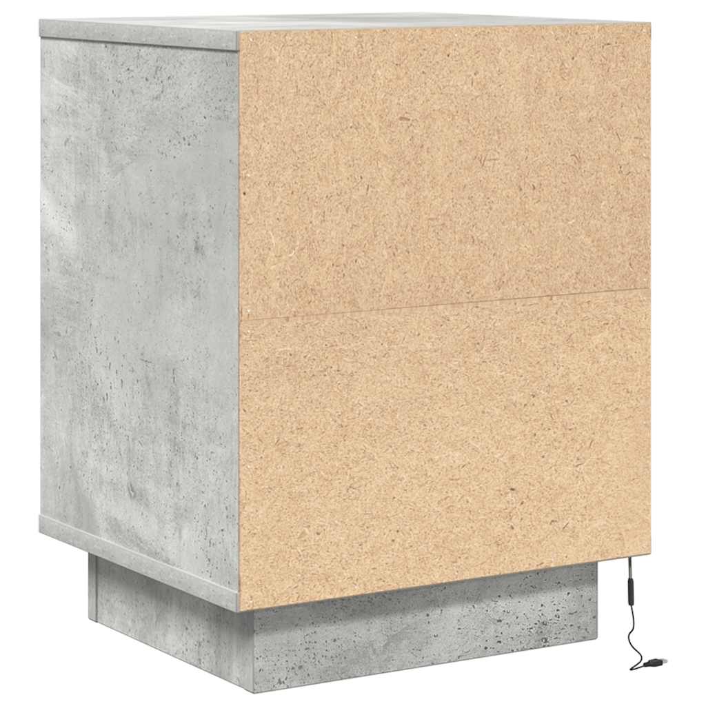 Nattbord Med Led Betonggrå 38X34X50 Cm