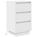 Nattbord Med Led-Lys Hvit 38X34X65 Cm