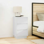 Nattbord Med Led-Lys Hvit 38X34X65 Cm