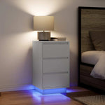 Nattbord Med Led-Lys Hvit 38X34X65 Cm