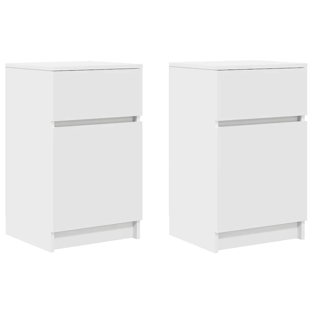 Nattbord 2 Stk Hvit 39X35X65 Cm Konstruert Tre