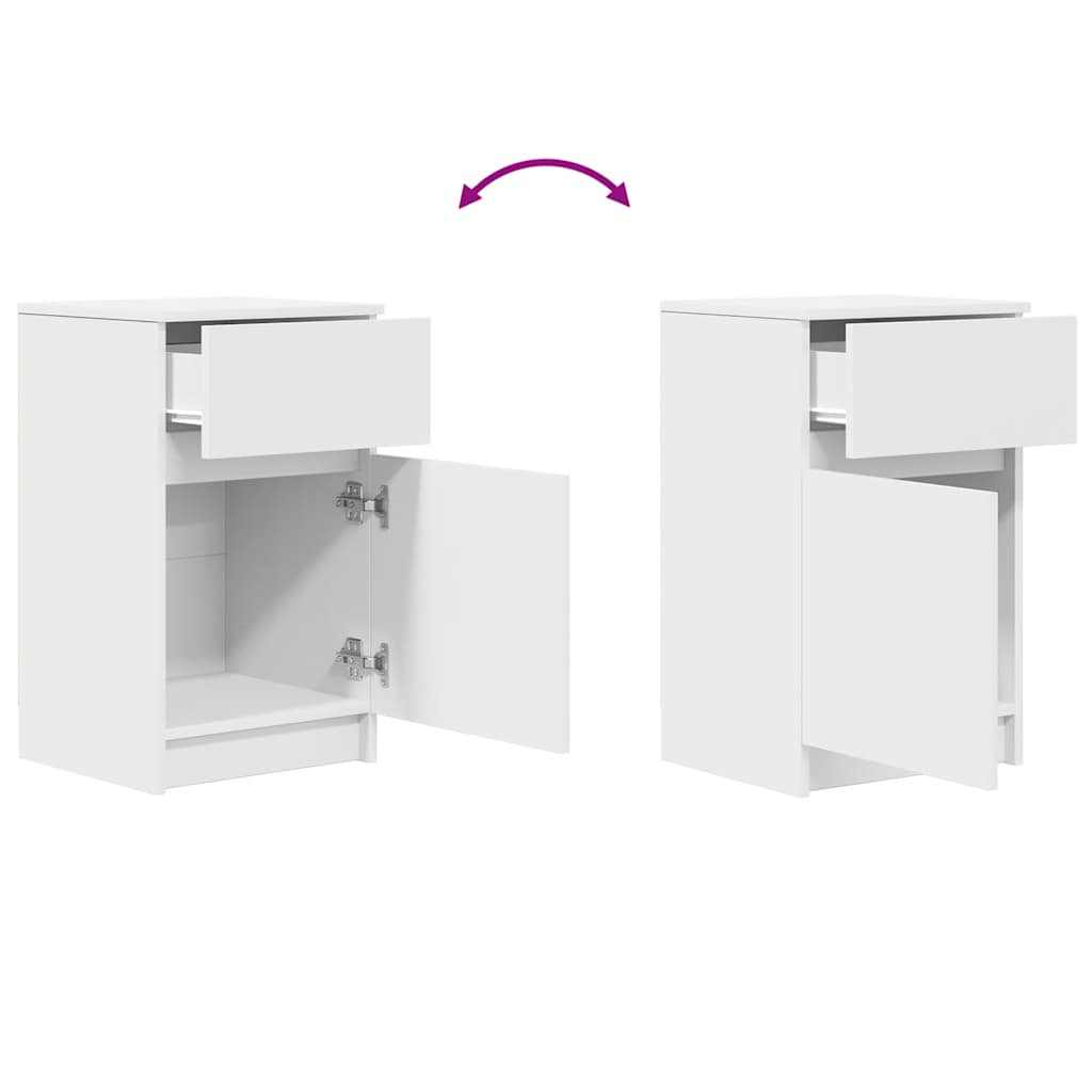 Nattbord 2 Stk Hvit 39X35X65 Cm Konstruert Tre