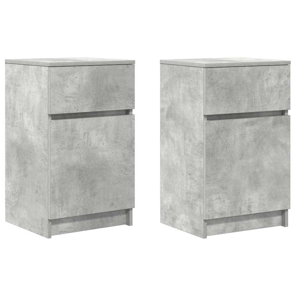 Nattbord 2 Stk Betonggrå 39X35X65 Cm Konstruert Tre