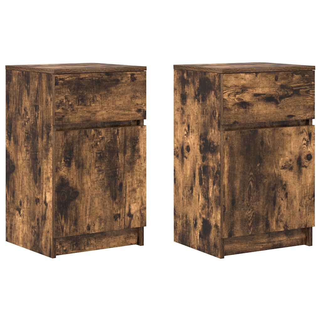 Nattbord 2 Stk Røkt Eik 39X35X65 Cm Konstruert Tre