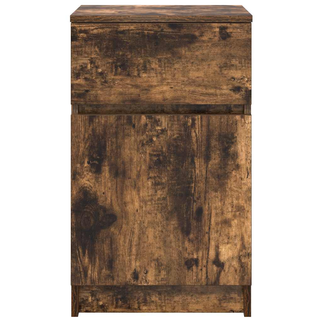 Nattbord 2 Stk Røkt Eik 39X35X65 Cm Konstruert Tre