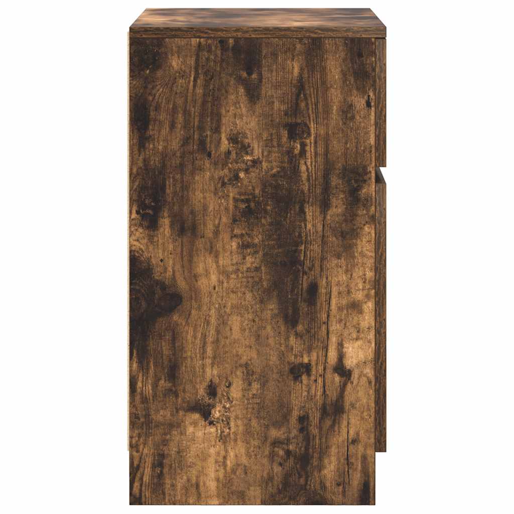 Nattbord 2 Stk Røkt Eik 39X35X65 Cm Konstruert Tre