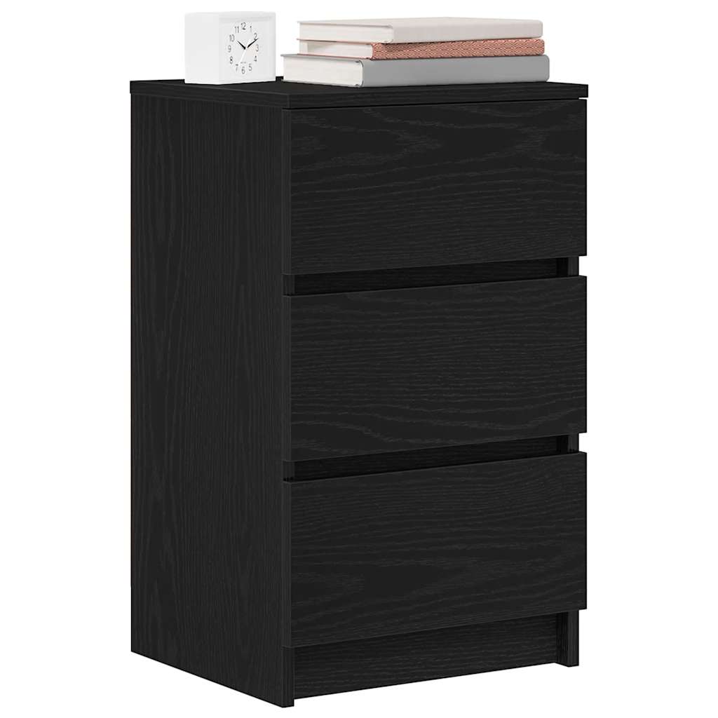 Nattskap Med 3 Skuffer 2 Stk Svart 39X35X65 Cm