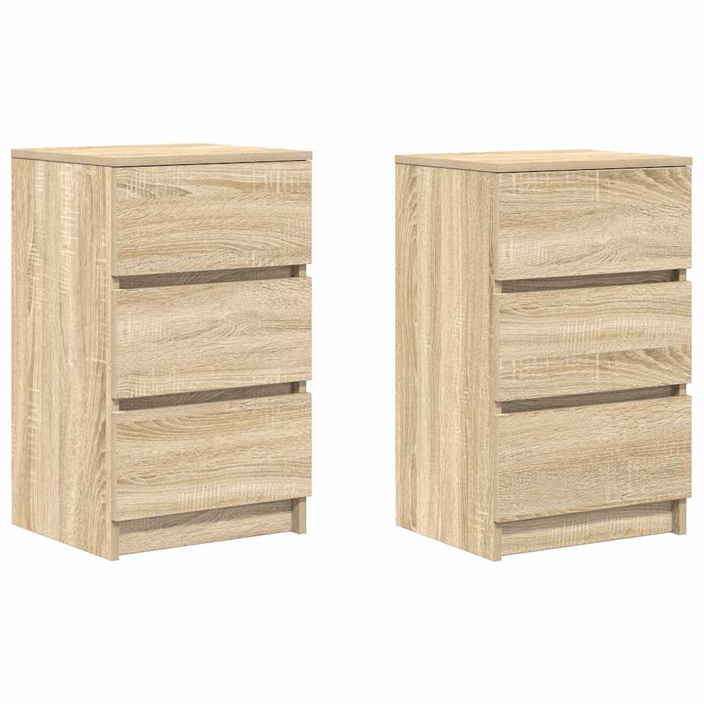 Nattskap Med 3 Skuffer 2 Stk Sonoma Eik 39X35X65 Cm