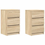 Nattskap Med 3 Skuffer 2 Stk Sonoma Eik 39X35X65 Cm