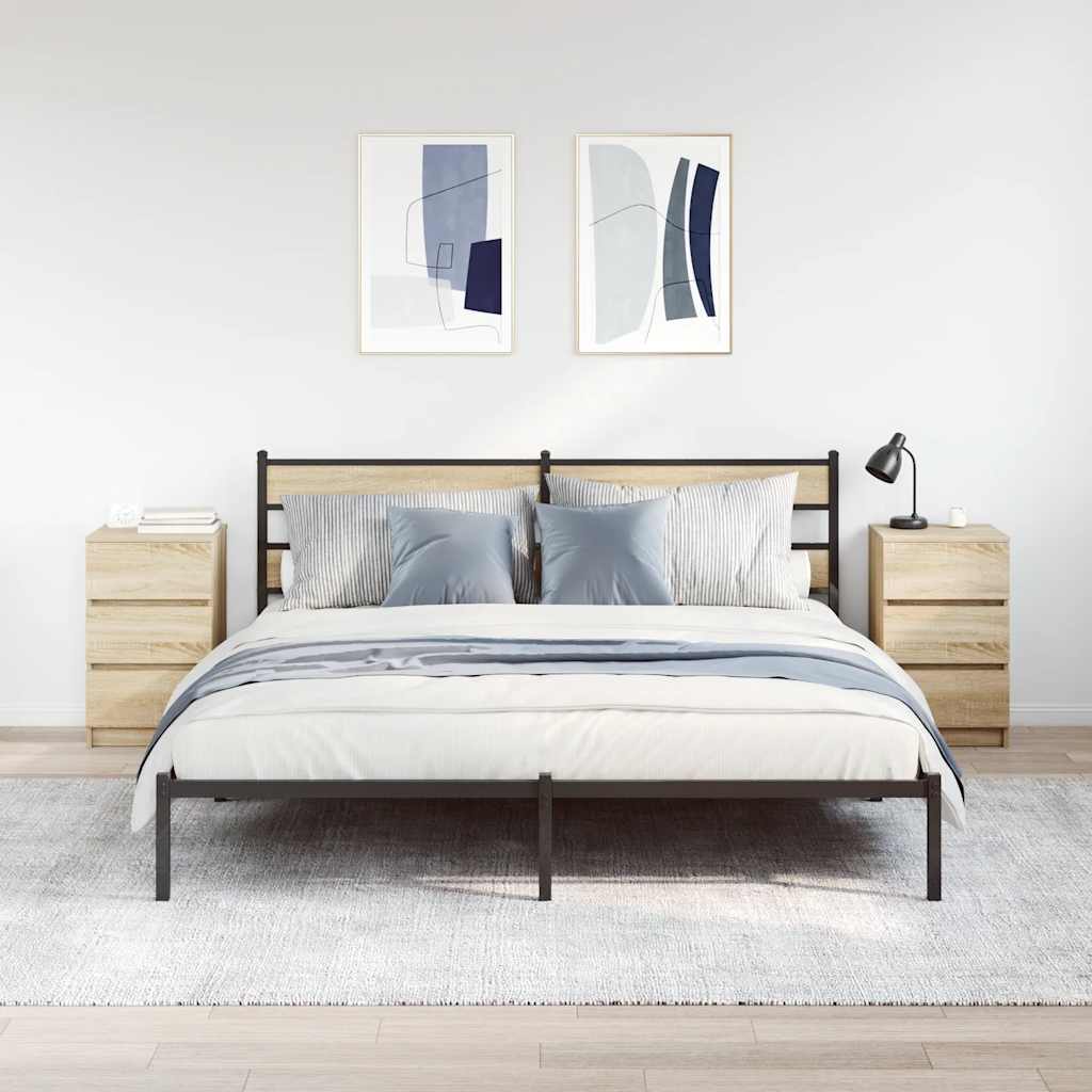 Nattskap Med 3 Skuffer 2 Stk Sonoma Eik 39X35X65 Cm