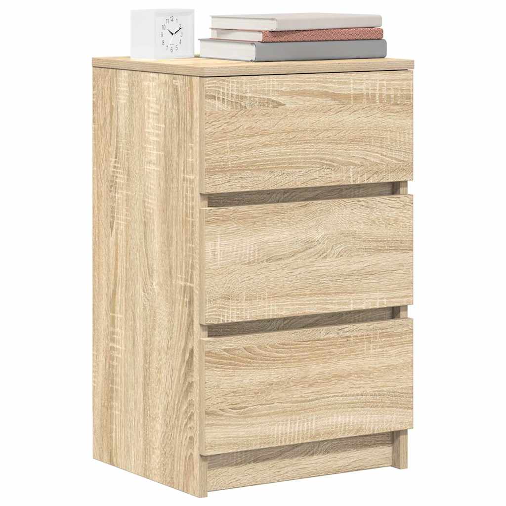 Nattskap Med 3 Skuffer 2 Stk Sonoma Eik 39X35X65 Cm