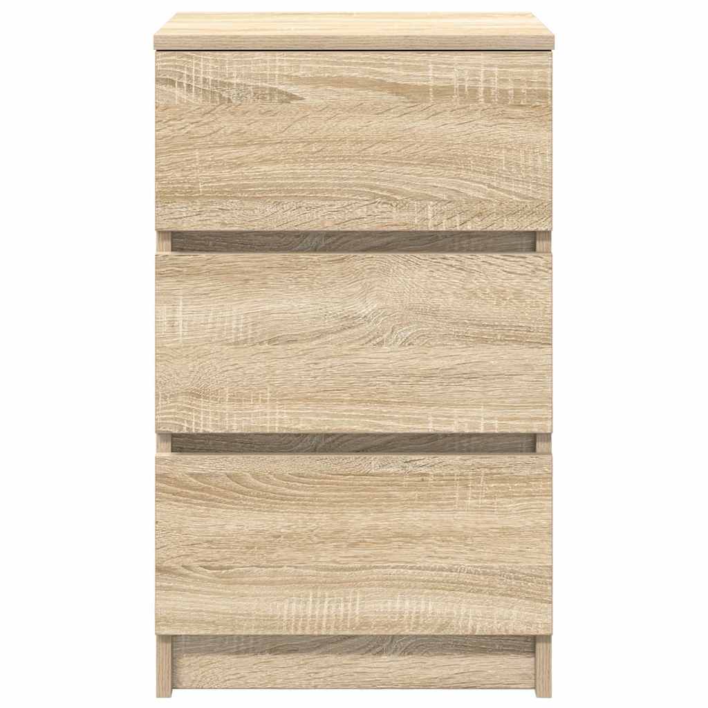 Nattskap Med 3 Skuffer 2 Stk Sonoma Eik 39X35X65 Cm