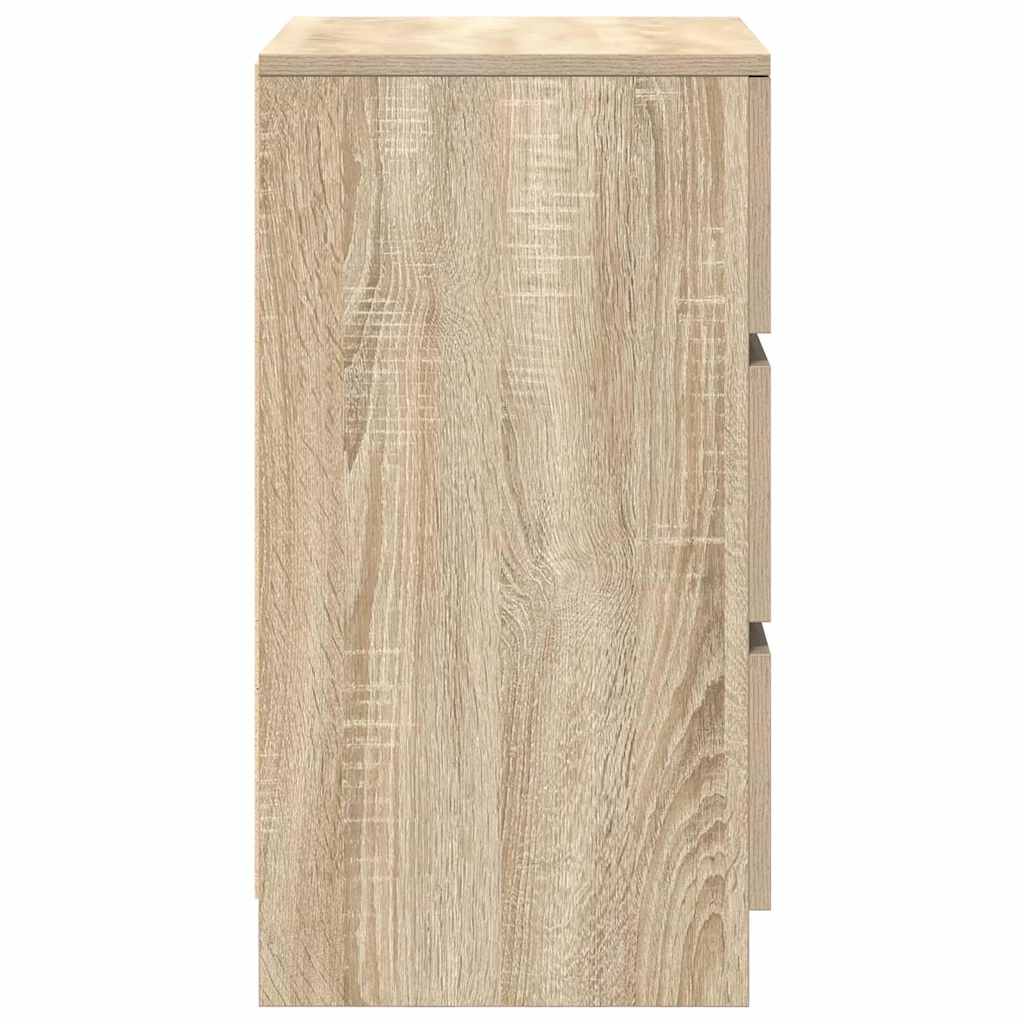 Nattskap Med 3 Skuffer 2 Stk Sonoma Eik 39X35X65 Cm