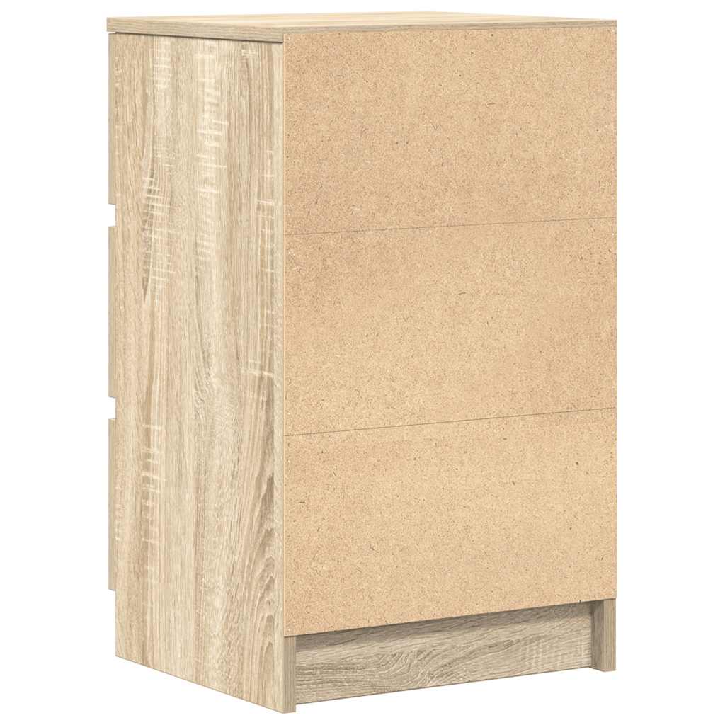 Nattskap Med 3 Skuffer 2 Stk Sonoma Eik 39X35X65 Cm