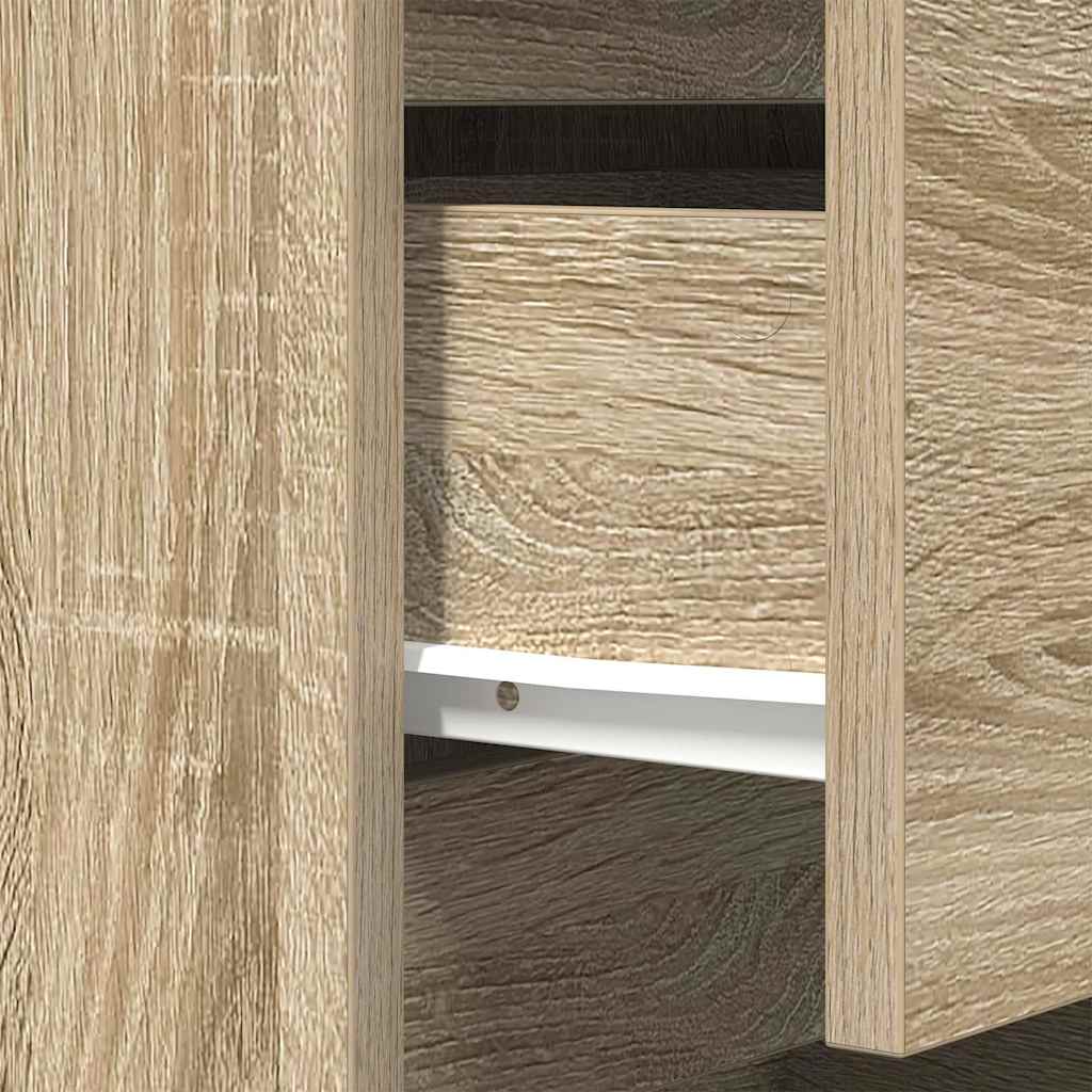 Nattskap Med 3 Skuffer 2 Stk Sonoma Eik 39X35X65 Cm