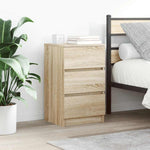 Nattskap Med 3 Skuffer 2 Stk Sonoma Eik 39X35X65 Cm