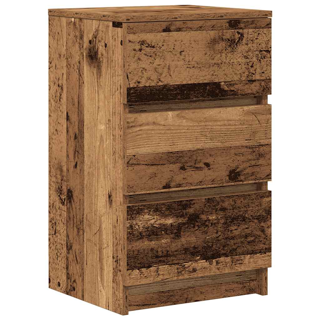Nattskap Med 3 Skuffer Gammelt Tre 39X35X65 Cm
