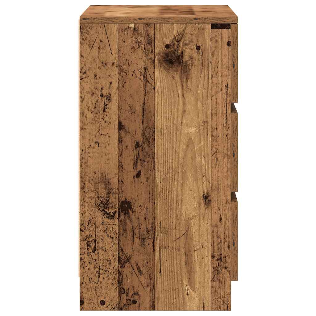 Nattskap Med 3 Skuffer Gammelt Tre 39X35X65 Cm