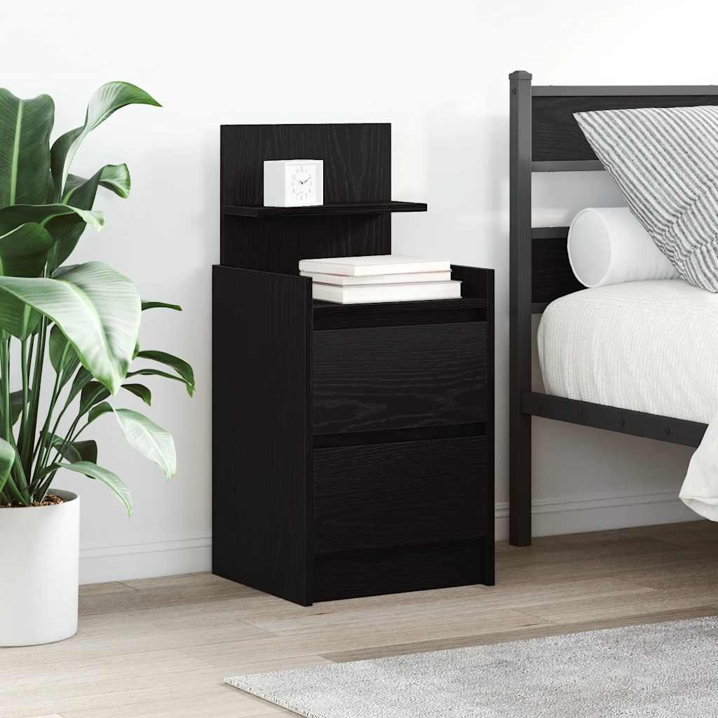 Nattskap Med 2 Skuffer 2 Stk Svart 38X34X80 Cm