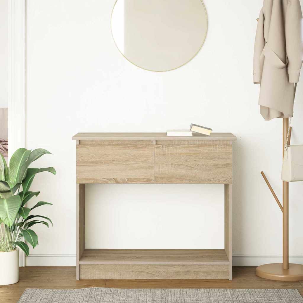 Konsollbord Med Skuffer Sonoma Eik 85,5X38,5X74,5 Cm