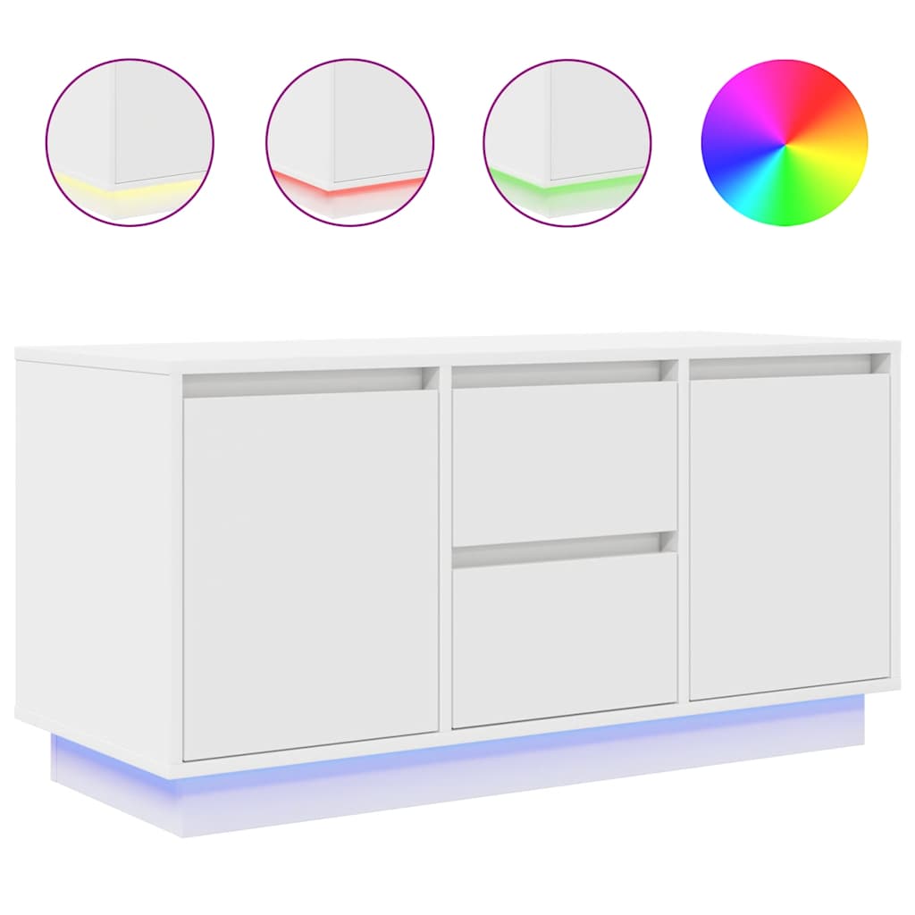Tv-Benk Med Led-Lys Hvit 100X41X50 Cm