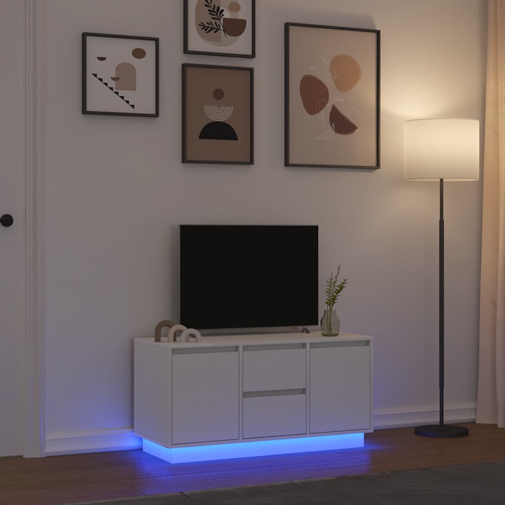 Tv-Benk Med Led-Lys Hvit 100X41X50 Cm