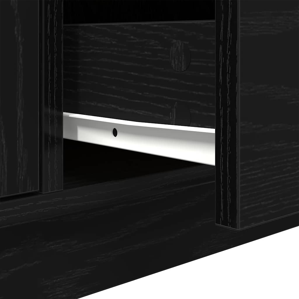 Tv-Benk Med Led-Lys Svart Eik 100X41X50 Cm