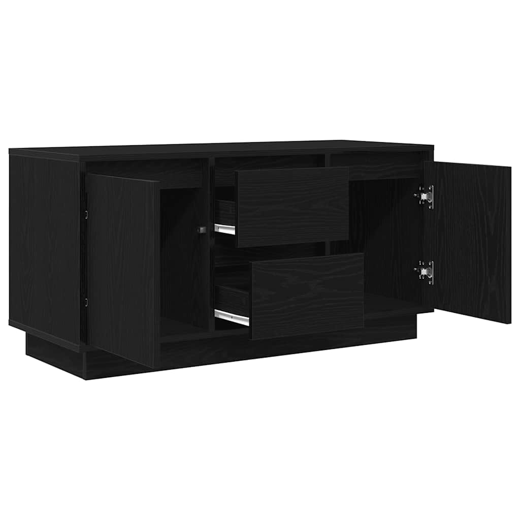Tv-Benk Med Led-Lys Svart Eik 100X41X50 Cm