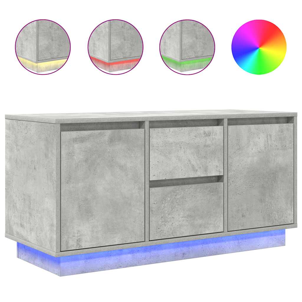 Tv-Benk Med Led-Lys Betonggrå 100X41X50 Cm