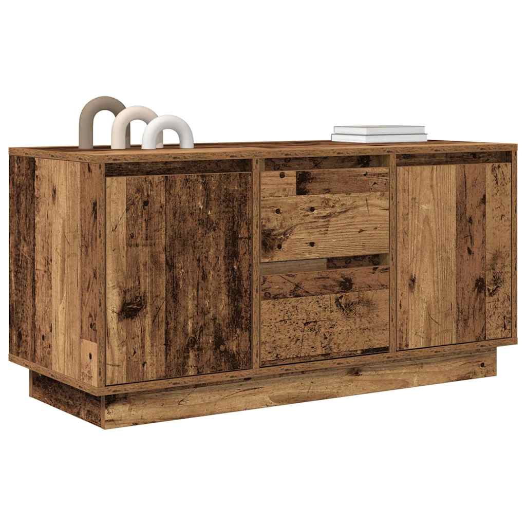 Tv-Benk Med Led-Lys Gammelt Tre 100X41X50 Cm