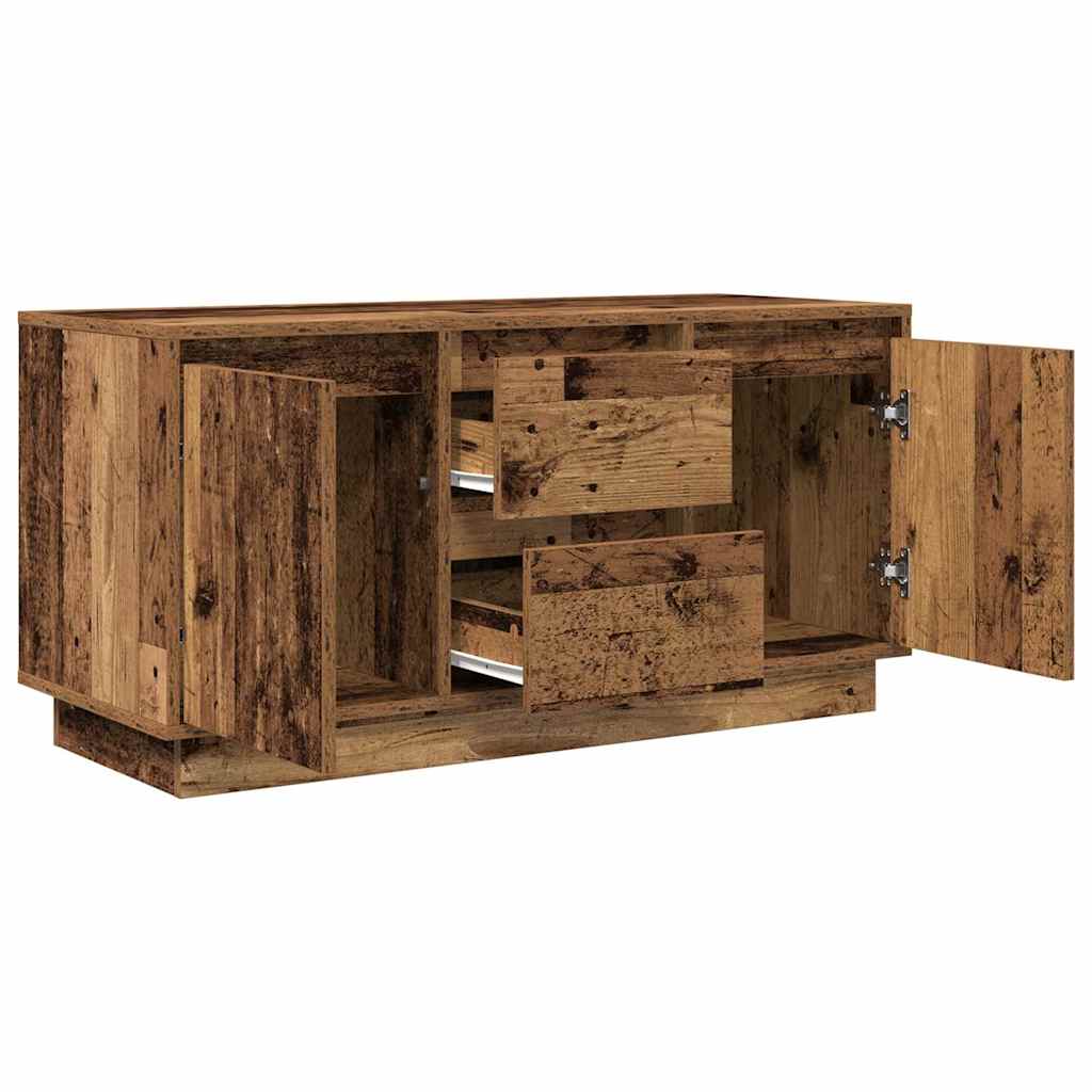 Tv-Benk Med Led-Lys Gammelt Tre 100X41X50 Cm