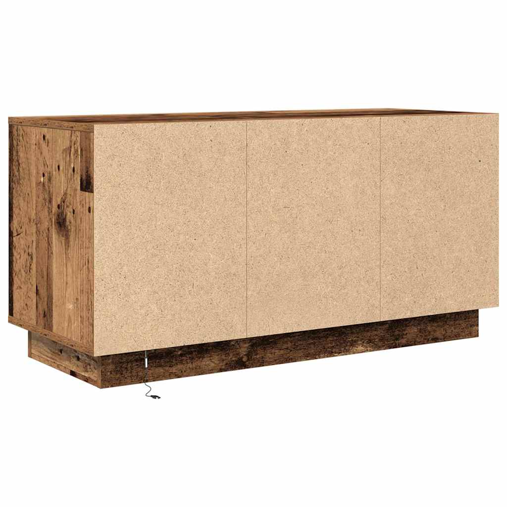 Tv-Benk Med Led-Lys Gammelt Tre 100X41X50 Cm
