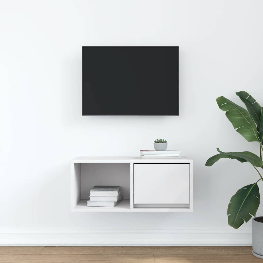 Tv-Benk Hvit 60X31X25,5 Cm Konstruert Tre