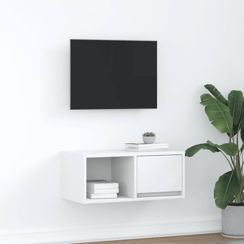 Tv-Benk Hvit 60X31X25,5 Cm Konstruert Tre