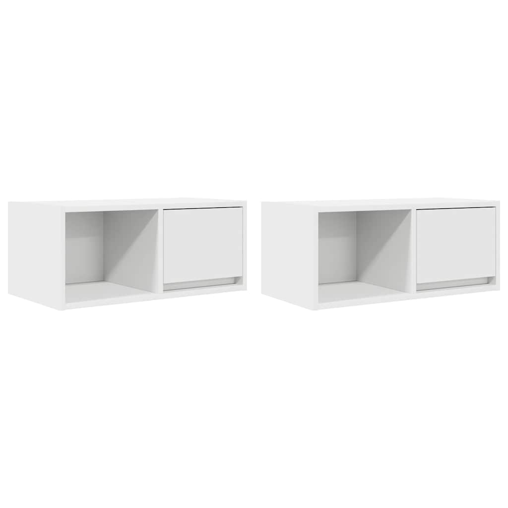 Tv-Benker 2 Stk Hvit 60X31X25,5 Cm Konstruert Tre