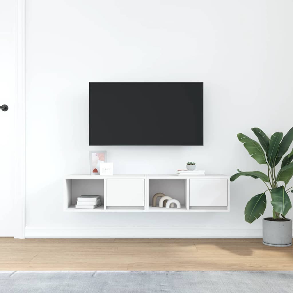 Tv-Benker 2 Stk Hvit 60X31X25,5 Cm Konstruert Tre