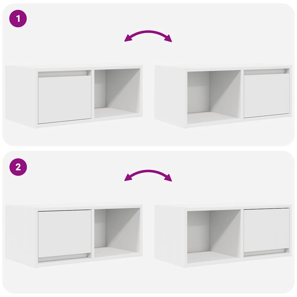 Tv-Benker 2 Stk Hvit 60X31X25,5 Cm Konstruert Tre