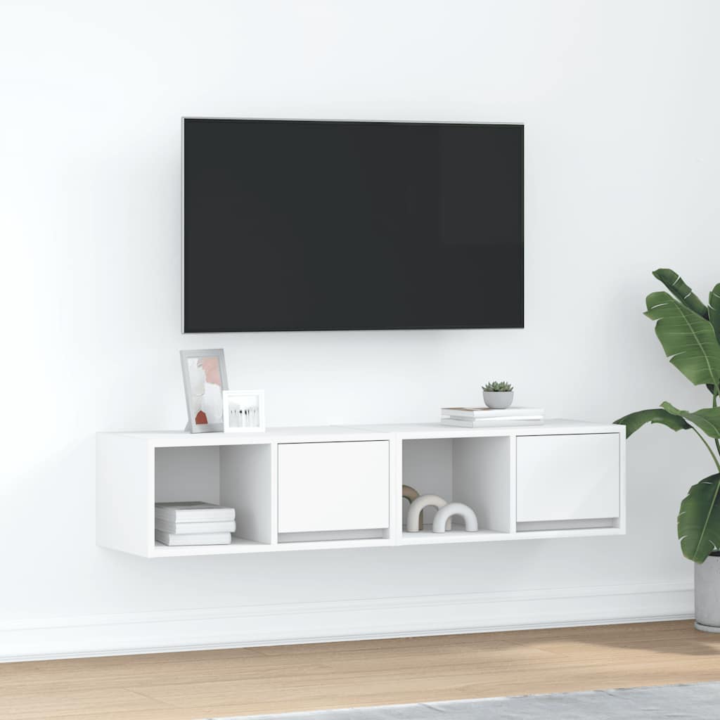 Tv-Benker 2 Stk Hvit 60X31X25,5 Cm Konstruert Tre