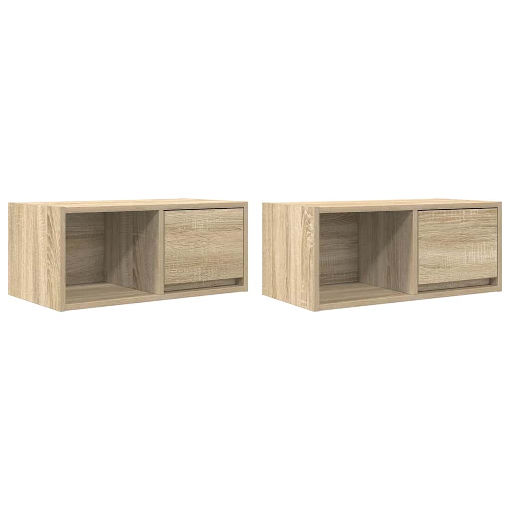Tv-Benker 2 Stk Sonoma Eik 60X31X25,5 Cm Konstruert Tre