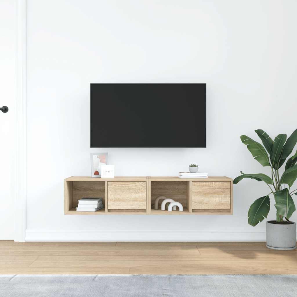 Tv-Benker 2 Stk Sonoma Eik 60X31X25,5 Cm Konstruert Tre