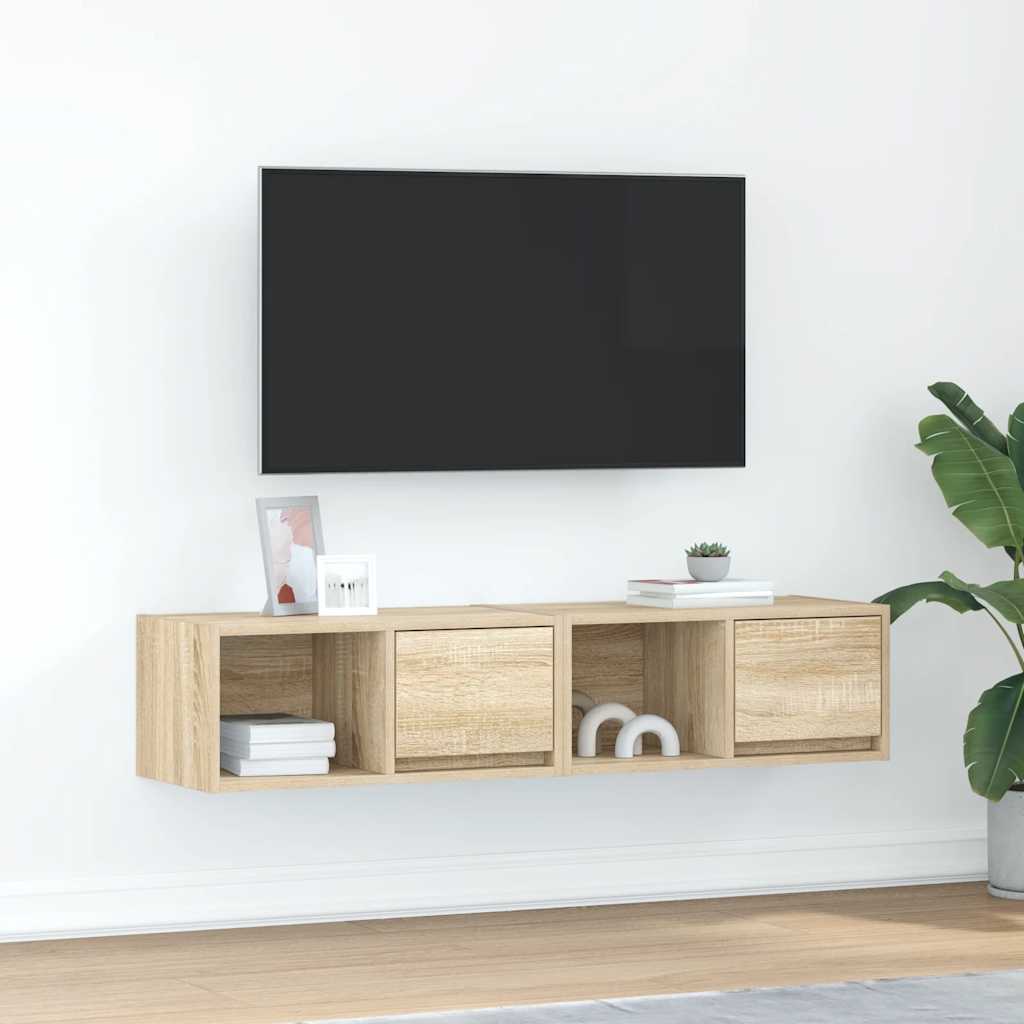 Tv-Benker 2 Stk Sonoma Eik 60X31X25,5 Cm Konstruert Tre
