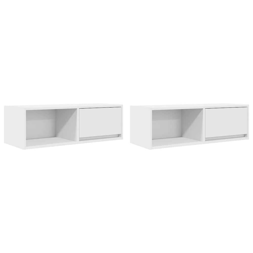 Tv-Benker 2 Stk Hvit 80X31X25,5 Cm Konstruert Tre