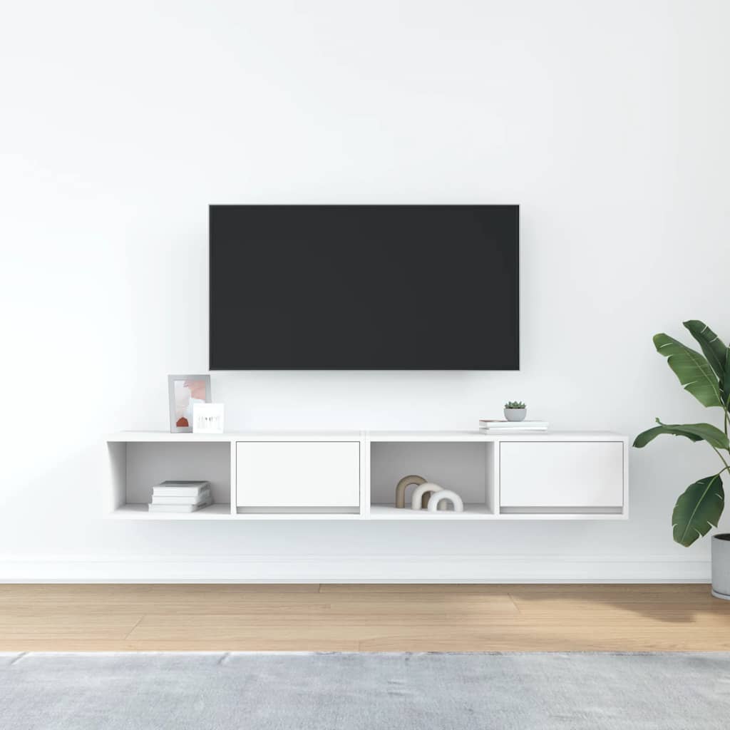 Tv-Benker 2 Stk Hvit 80X31X25,5 Cm Konstruert Tre