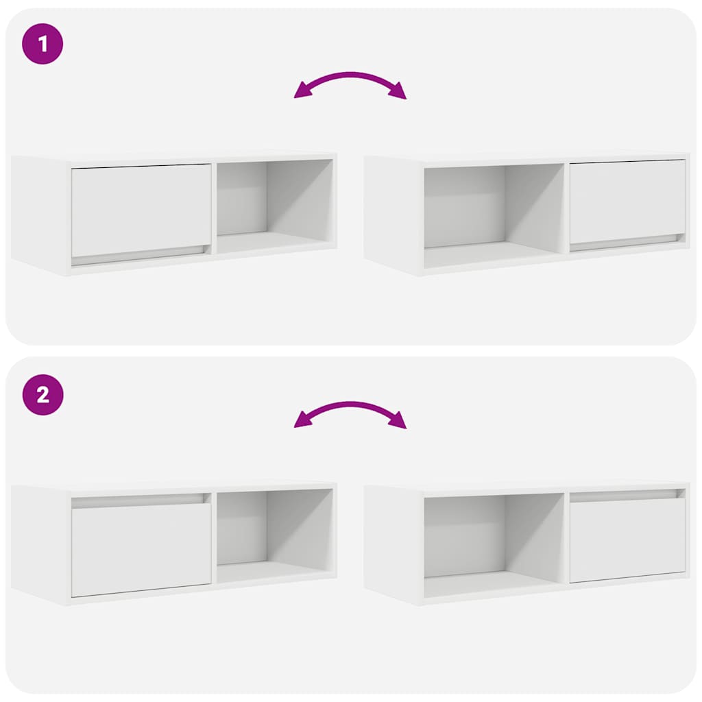 Tv-Benker 2 Stk Hvit 80X31X25,5 Cm Konstruert Tre