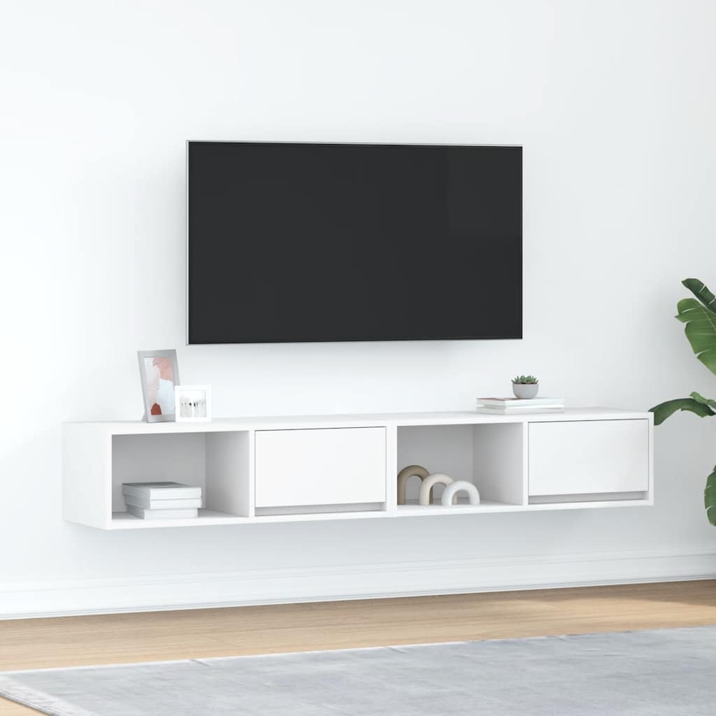 Tv-Benker 2 Stk Hvit 80X31X25,5 Cm Konstruert Tre